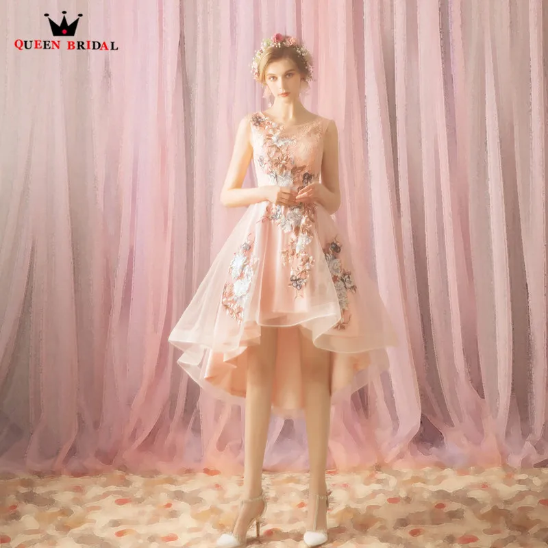 Бальное платье с цветочной аппликацией из тюля Короткие вечерние платья