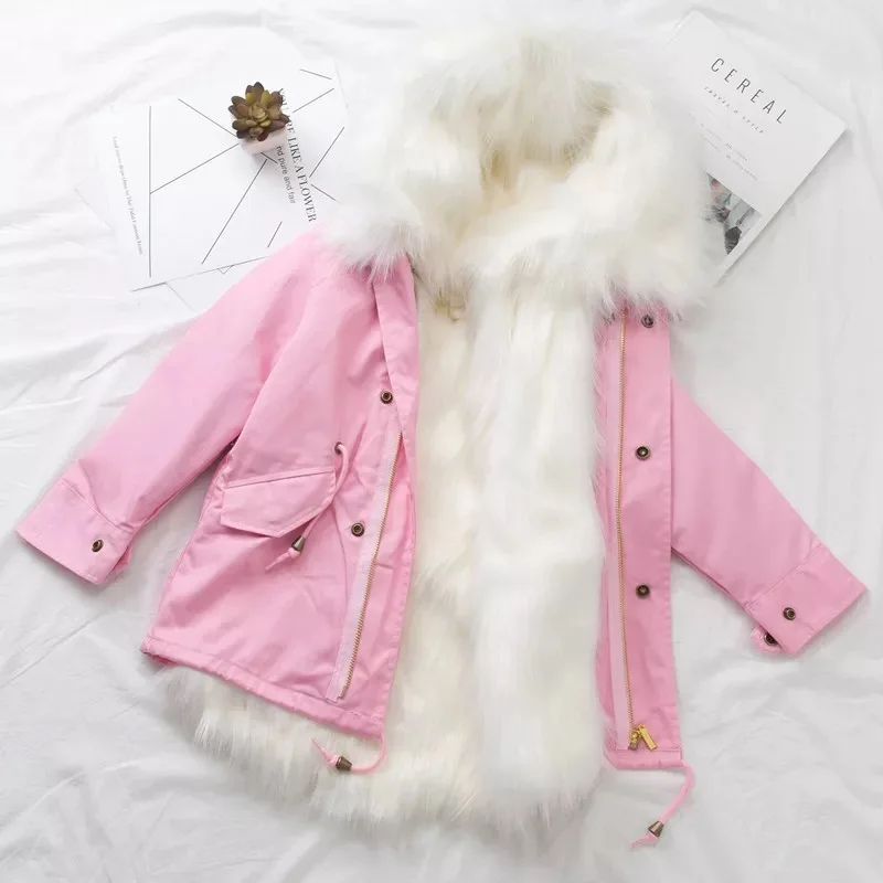 Зимняя куртка для девочек из искусственный Лисий Seta кролик Мех животных животные лайнер Куртки для детей Детская верхняя одежда