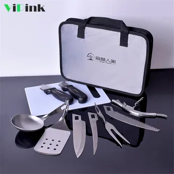 

Barbecue Grilling Tools Set 8PCS Stainless Steel BBQ Set Utensil Accessories Camping Outdoor Cooking Tools with Carry Bag Bog
