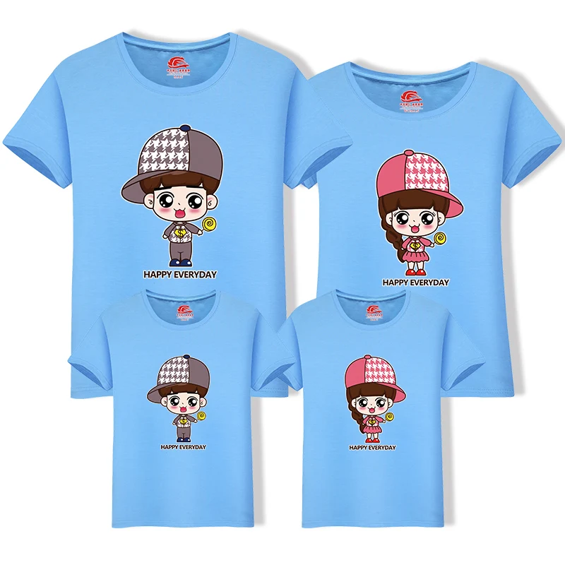 

Casual family look t-shirts kids cotton cartoon shirt mother father baby tops tees matching family clothes mommy and me t shirts