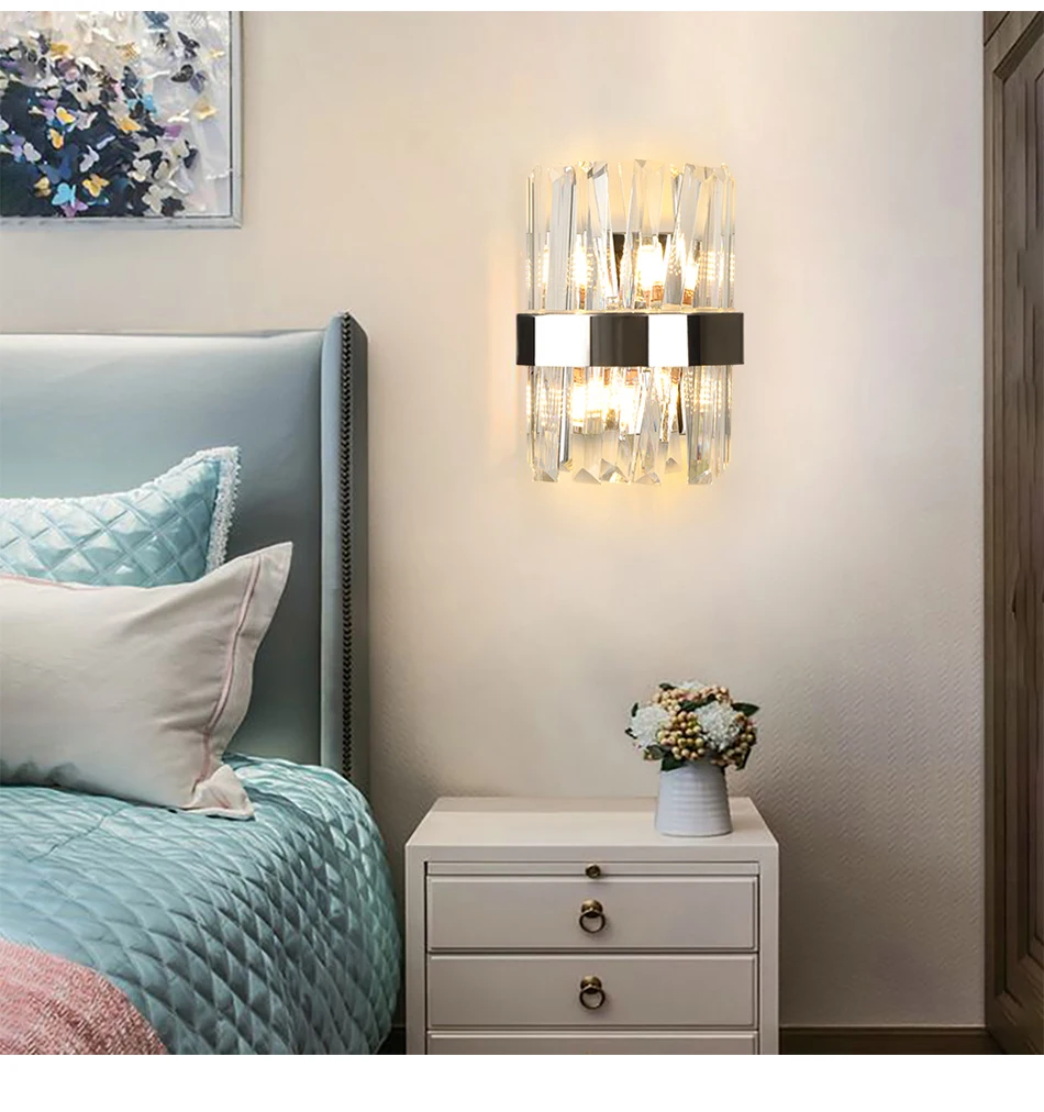 Современный светодиодный настенный светильник с кристаллами, высококачественные хромированные Настенные светильники для спальни, прикроватный светильник, светильник для лестницы