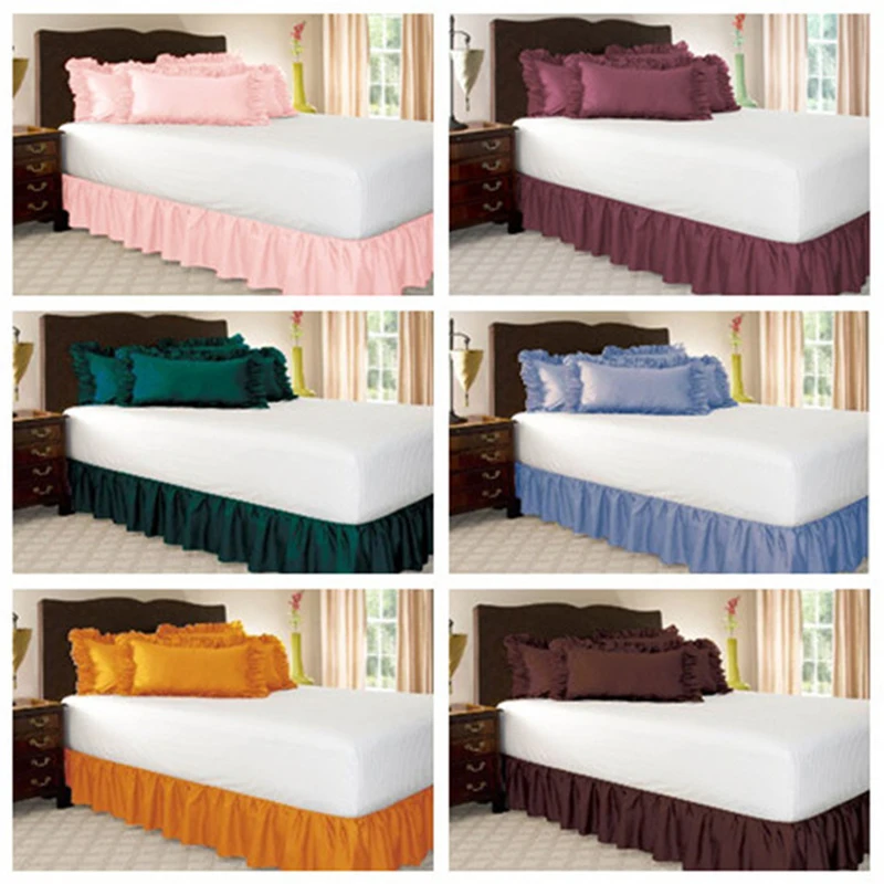 2020 New Hotel Elastic Bed Skirt Solid Color Bedspread Without Bed Surface For King/queen Size Bedsheet Home Room Decor Textile