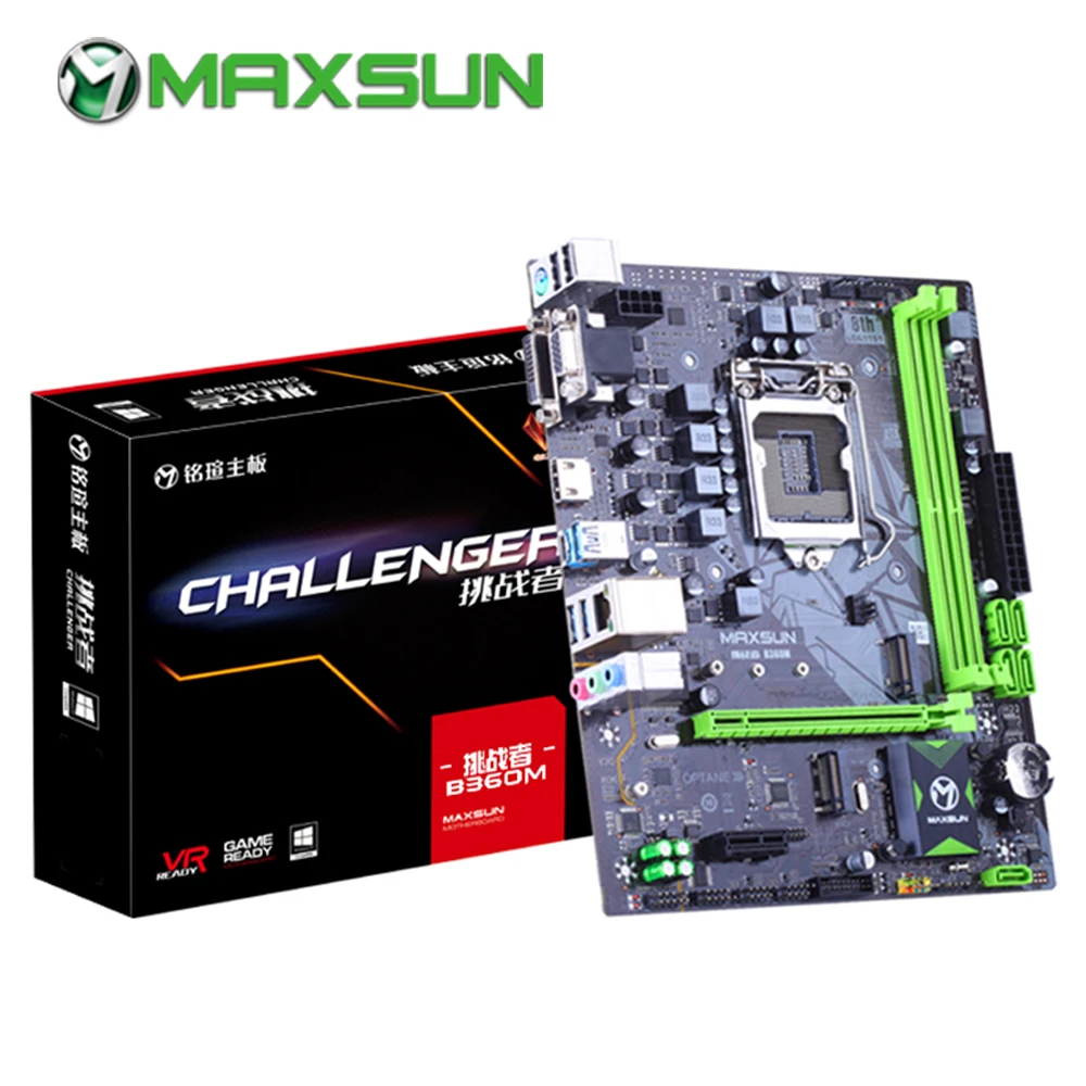 MAXSUN материнской Challenger B360M lga 1151 двухканальный DDR4 2133 мГц памяти SATS3.0 M.2 PCI Express X1 VGA + DVI