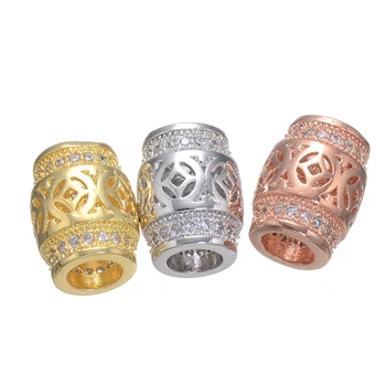JUYA 1 Uds. De moda europea, cuentas de tubo de oro rosa, cuentas de cristal espaciadoras de oro para pulsera, joyería, accesorios para bisutería