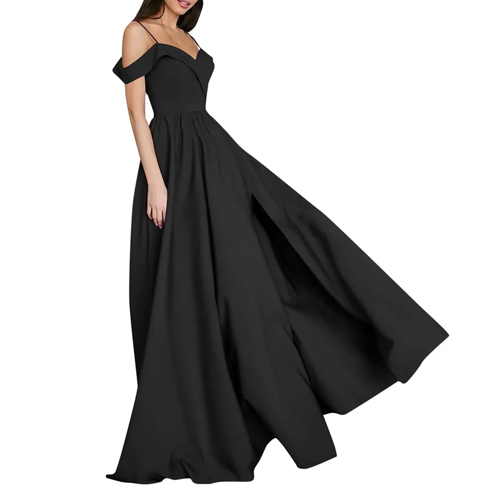 

KLV Women Holiday Sexy Sleeveless Long Dress Summer Beach Evening Party Dress Spaghetti Strap Solid Backless Maxi dress 4.10