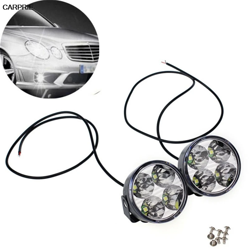 

CARPRIE 2 x 4 LED Round DRL Daytime running driving light cob Auto car fog light led white Lamps Bulb Kit Set