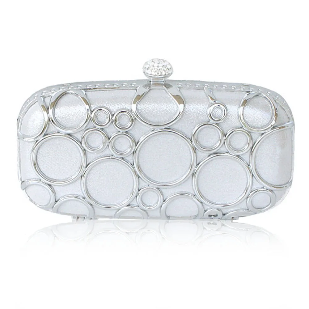 

Metal texture hard shell bag Circle circle decoration shaped handbag Female evening bag Party bag Dress clutch P44