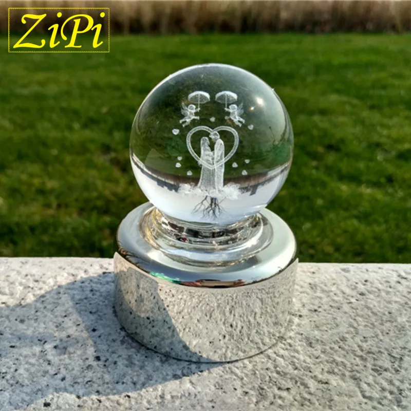 Zipi woondecoratie paar zilveren 18 tones muziekdoos beweging diy romantische muziek mini acryl muziekdoos verjaardagscadeautjes