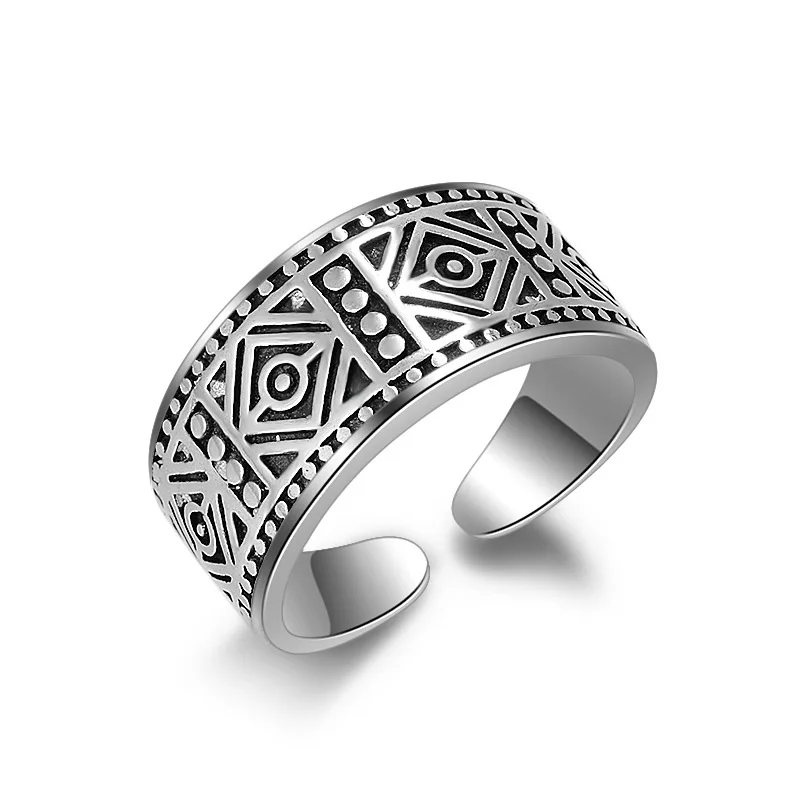 JEXXI Simple Men Rings 925 Sterling Silver Adjustable ...