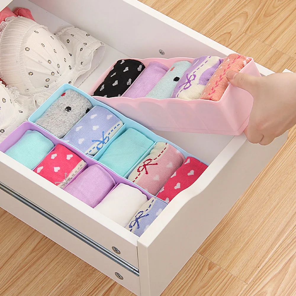

5 Grid/PC Plastic Tie Bra Underwear Socks Drawer Storage Box Drawer Closet Organizers Boxes Jewelry Storage For Home Decor