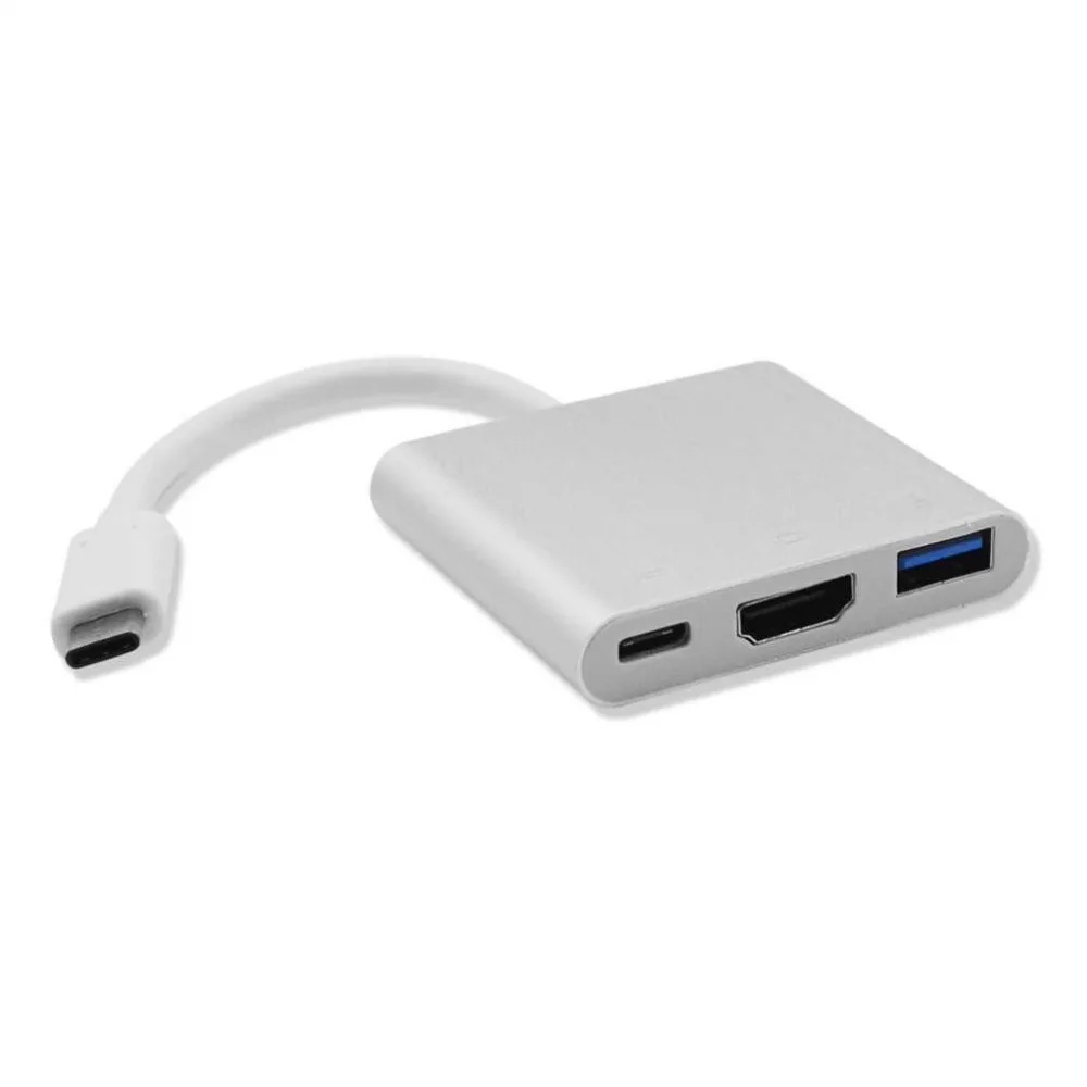 Professional USB 3,1 к HDMI + USB 3,1 USB 3,0 адаптер конвертер Алюминий Корпус прочный кабель-Переходник USB серебро