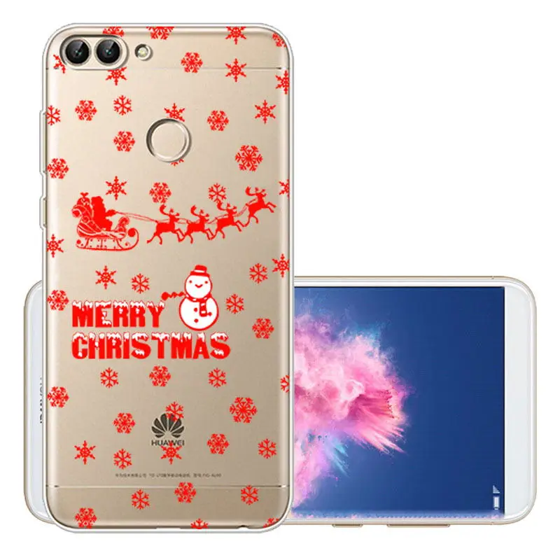 Christmas Santa Snow Patterned Clear Soft TPU Case Cover For Huawei P Smart P20 (9)