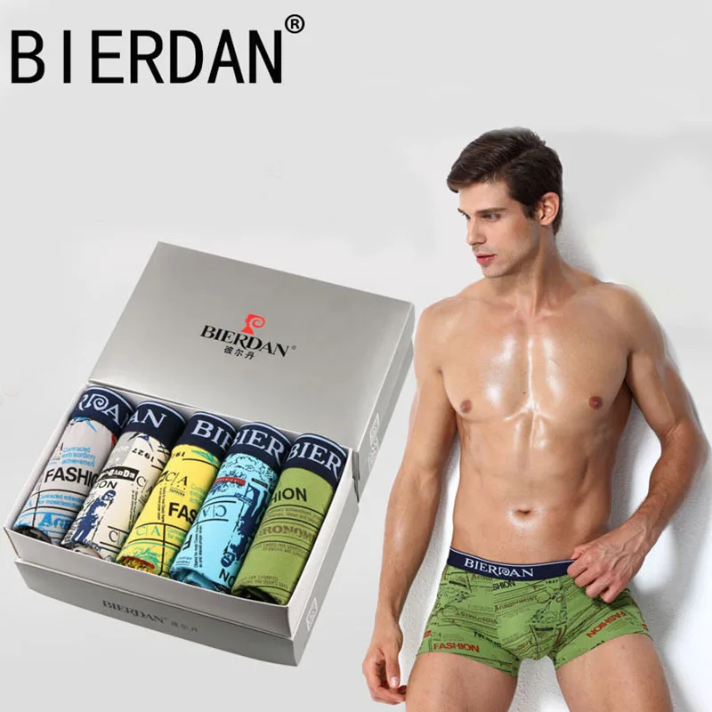 bierdan мужское нижнее белье боксеров pour homme хлопок печать белое черным серый мужчин боксер белье сексуальный комфорт мужчины шорты трусы мужские боксеры mens трусики