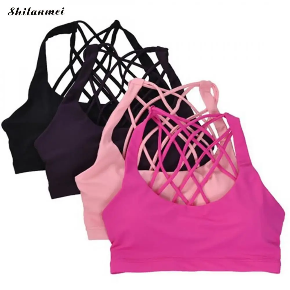 Sexy Yoga Bra Women Padded Sports Bra Shake Proof Running Workout Gym Top Tank Fitness Shirt