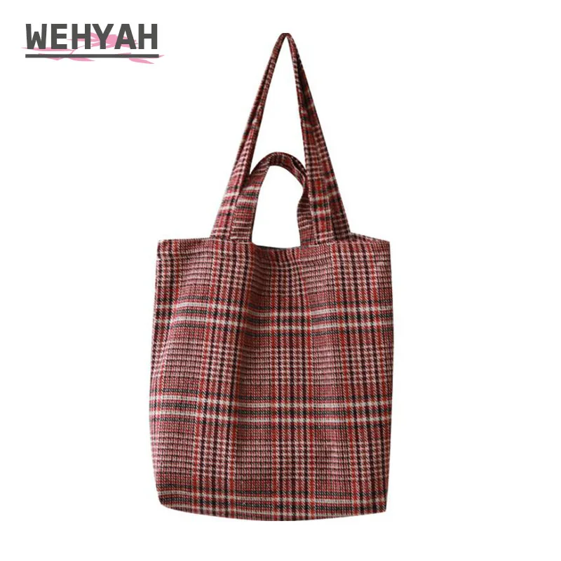 

Wahyah Wool Bags 2019 Scottish Pattern Vintage Plaid Shoulder Crossbody Bags Cotton Wool Cloth Canvas Shopping Bag bolsos ZY043