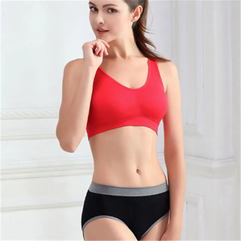 S-XXXL Women Girls Padded Seamless genie Bra fitness Rimless sleep double layer Vest Tops Plus Size bra 7 color - Цвет: 06