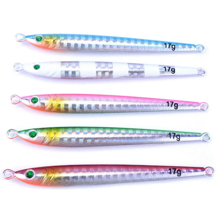 5 unids/lote 7g-100g de Metal señuelo de Pesca cuchara de agua dulce de Pesca señuelo duro rebanada Jig Pesca cebo de Pesca abordar de potera de