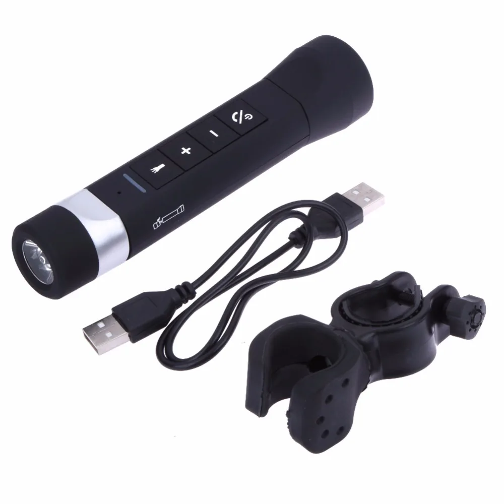 

4in1 2200mAh LED Flashlight Rechargeable for Bicycle Charger Wireless Stereo Bluetooth Speaker Torch with Power Bank