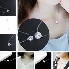 Na791 модный потрясающий Невидимый кристалл имитация жемчуга сердце подвеска прозрачная леска простой дизайн ключицы ожерелье