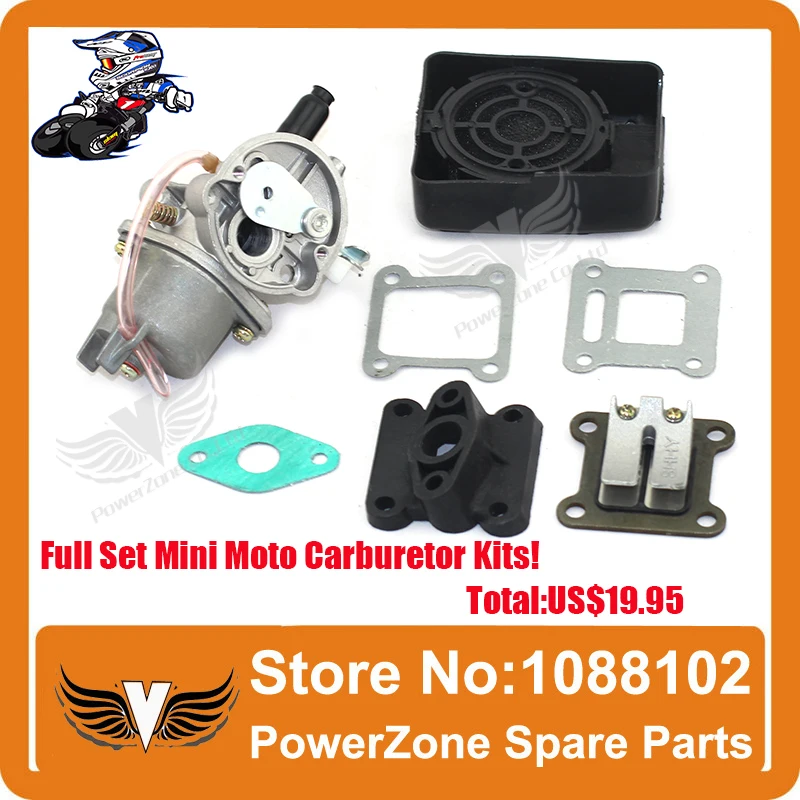 

Mini Moto ATV Quad Dirt Pit Pocket Bike 47cc 49cc Two Stroke Carburetor + Air Filter+Mainfold+Reed Valve parts Free Shipping