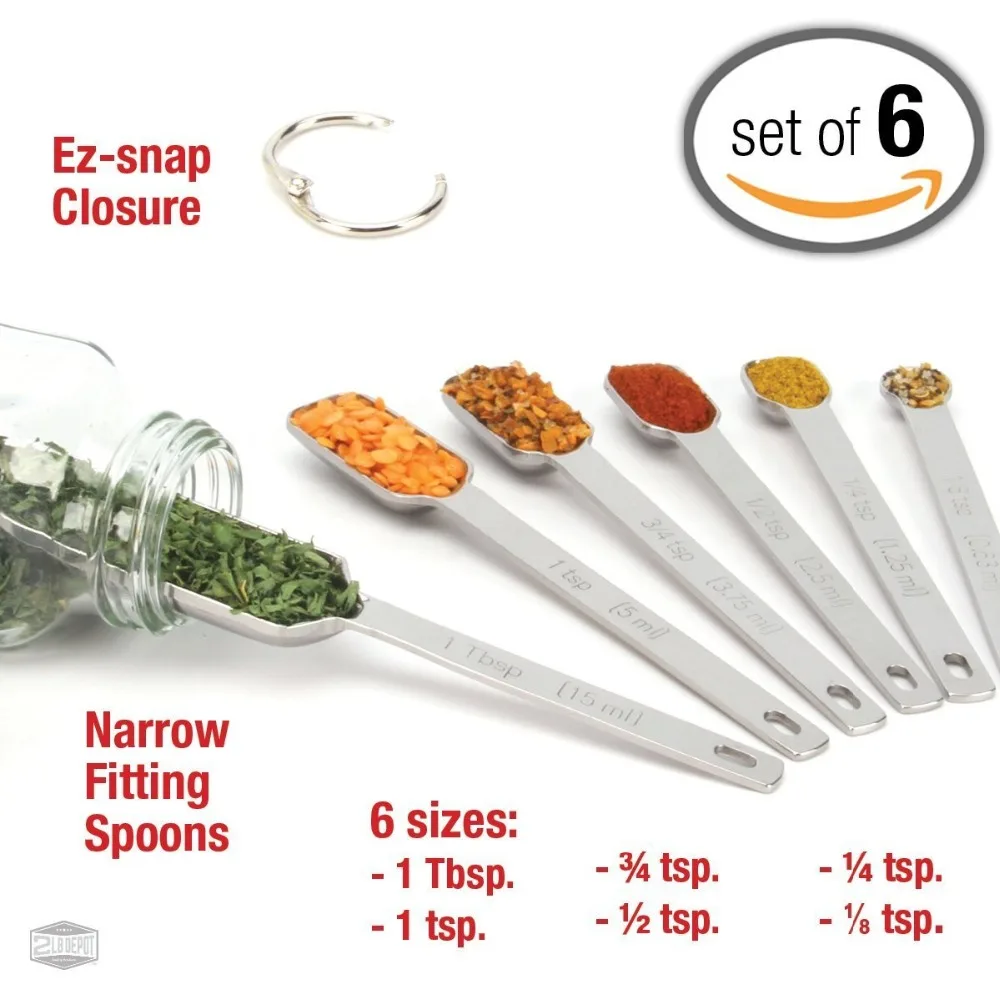 Узкие точные измерения ложки для тонких, узких рот баночки для специй коммерческое качество шеф-повара для выпечки, приготовления пищи