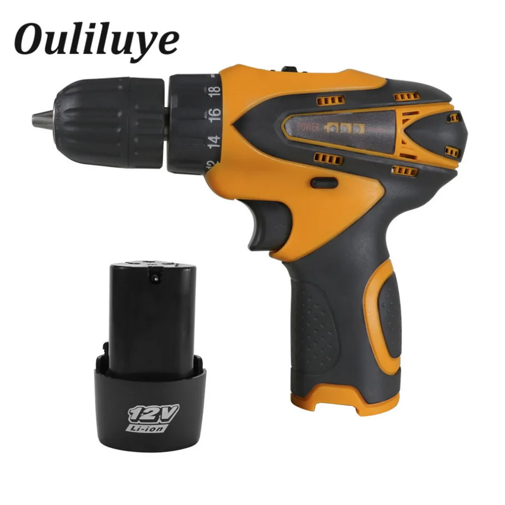 

12V Mini Cordless Electric Drill Screwdriver Driver Bit Rechargeable Lithium Battery Wireless Dual Speed Drill Impact Power Tool