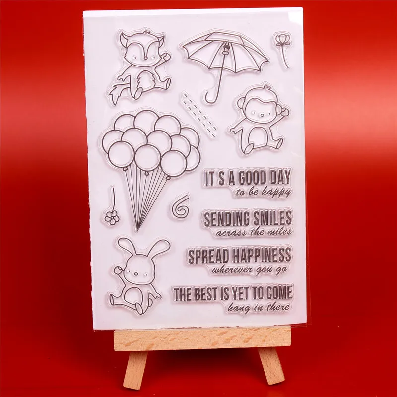 

Monkey/balloon silicone Clear Stamps for DIY Scrapbooking/Card Making/Kids Christmas Fun Decoration handmade stamps Supplies