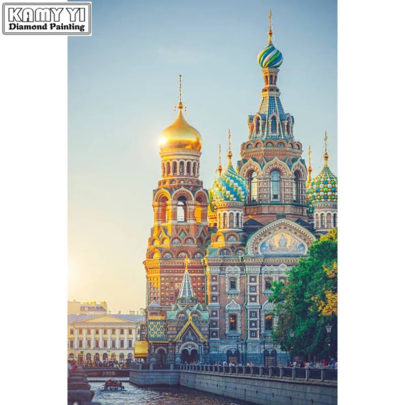 

5D DIY Diamond painting Cross stitch Diamond embroidery Pictures rhinestones Home decoration Diamond mosaic"Church 2"Wall decor