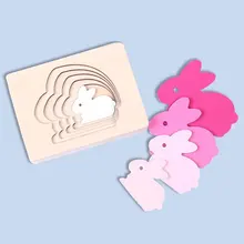 Hotest мультяшное животное кролик/Птица/КИТ головоломка 3D многослойная Головоломка Детские деревянные игрушки ранний захват образовательный подарок