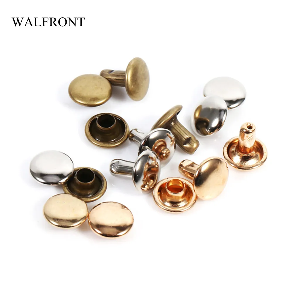 WALFRONT 100 Sets Round Double Cap Rivet Stud Leathercraft Bag Garment