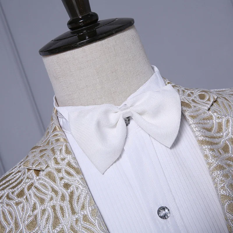 PYJTRL Men Fashion Beige Thick Jacquard Floral Pattern Stage Singer Costumes Blazer Hombre 2018 Wedding Groom Suit Jacket|blazer hombre|costume