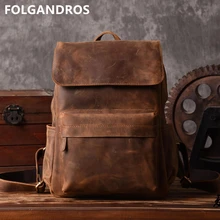 Брендовый дизайнерский мужской рюкзак из натуральной кожи Crazy Horse, винтажный рюкзак с несколькими карманами, повседневный винтажный рюкзак ручной работы