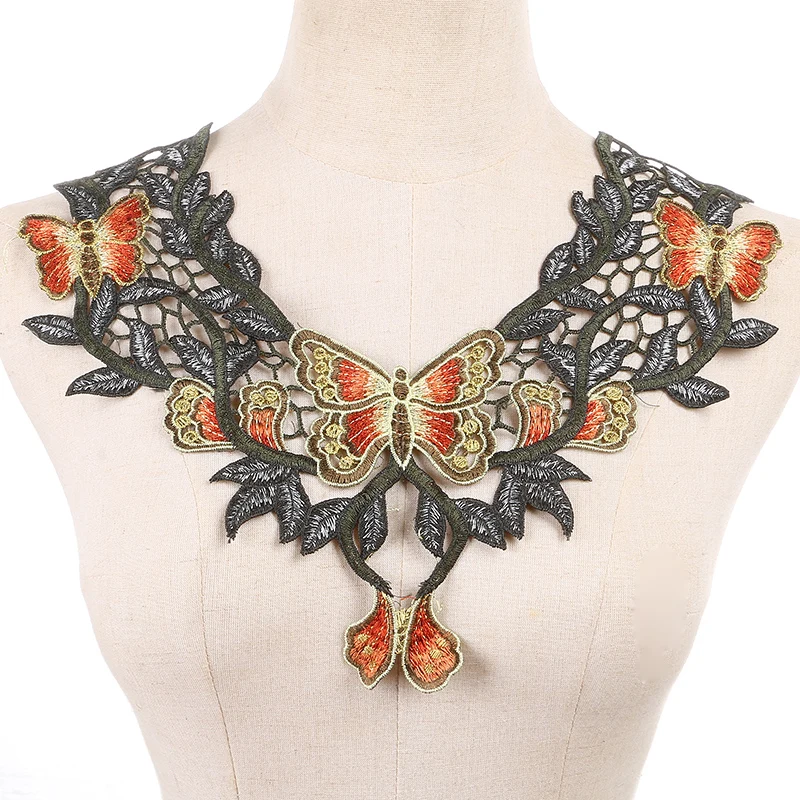 Butterfly Craft collar Venise Sequin Floral Embroidered Applique Trim