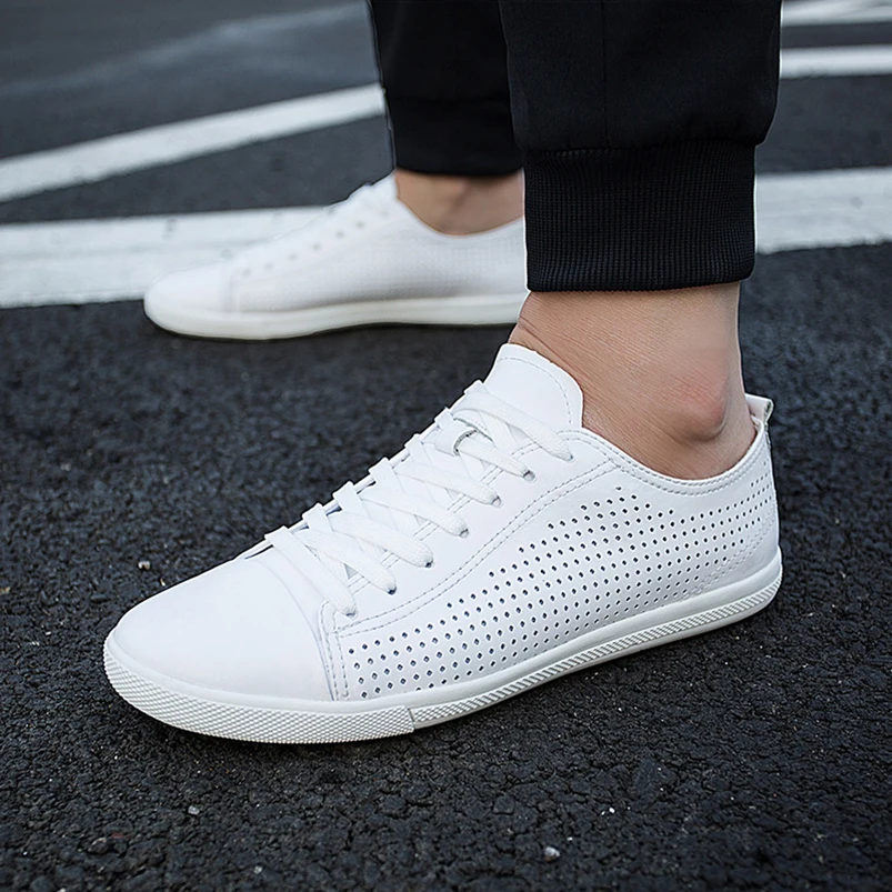 

New Design Breathable Leather Sneakers Outdoor Soft Men Walking Shoes Lace Up Non-slip Sport Shoes for Men Walking Shoes