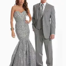 Изготовленный На Заказ серебряный костюм жениха смокинги костюмы Traje de Novio мужские свадебные костюмы(пиджак брюки жилет галстук-платок