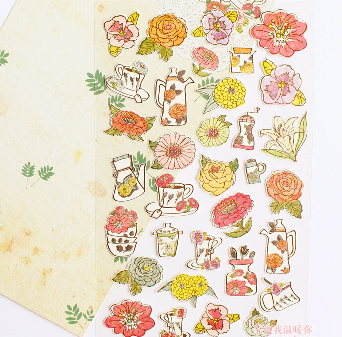 

Fresh Style Various Flowers Decorative Stickers Mobile Phone Stickers Stationery DIY Album Stickers