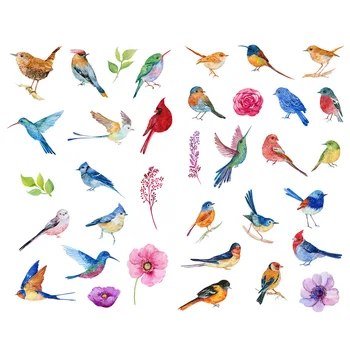 

1 PCS Watercolor Birds Sparrow Cute Aesthetic Bullet Journal Stickers Scrapbooking Stationery Sticker Flakes Art Supplies