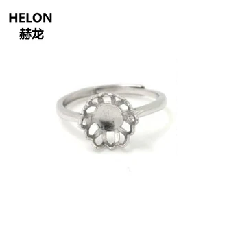 

925 Sterling Silver Women Engagement Wedding Ring 7-8mm Pearl Round Bead Semi Mount Ring Setting Wholesale White Gold Color