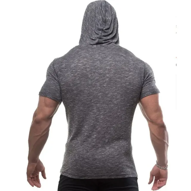 Short Sleeves Men’s Sports Hooded T-shirt - Image 2