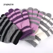 4 цвета Полный Пальцы волшебные перчатки зимние теплые полосатые перчатки трикотажные мужские и женские Теплые Перчатки для фитнеса