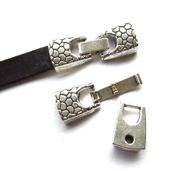

5sets flat snake skin snap clasps for bracelets 5mm 10mm flat leather cord 10x2mm findings