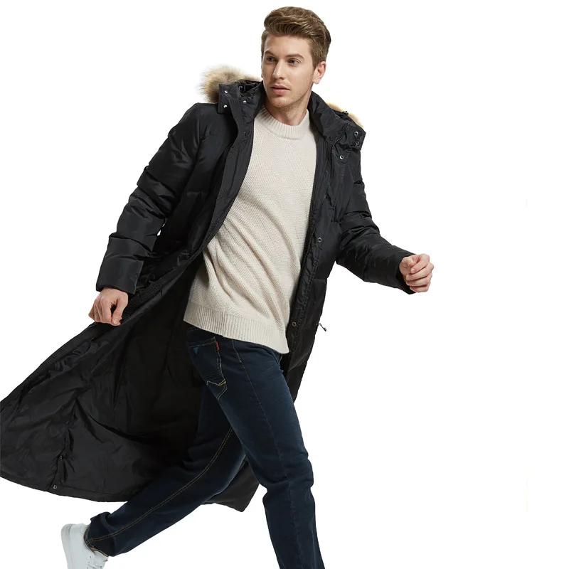 

2019 New Winter Mens Long Coat Fashion Solid Fur Collar Hooded Outerwear Male Casual Thick Warm Loose Fit Down Jacket Plus Size