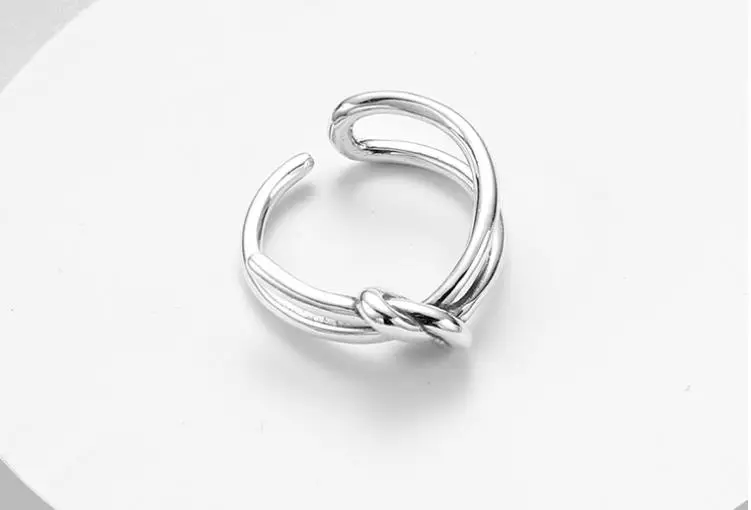 Панк Винтаж кольца с луком для женщин 925 стерлингового серебра ювелирные изделия девушки регулируемый размер открытые, кольца на палец