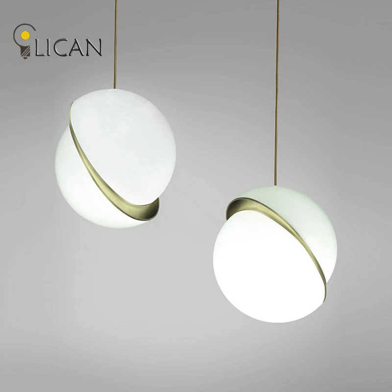 LICAN Denmark designs round balls Pendant Lights Creative Round Moon Brass Suspension Pendant lamp for Dining room Living room