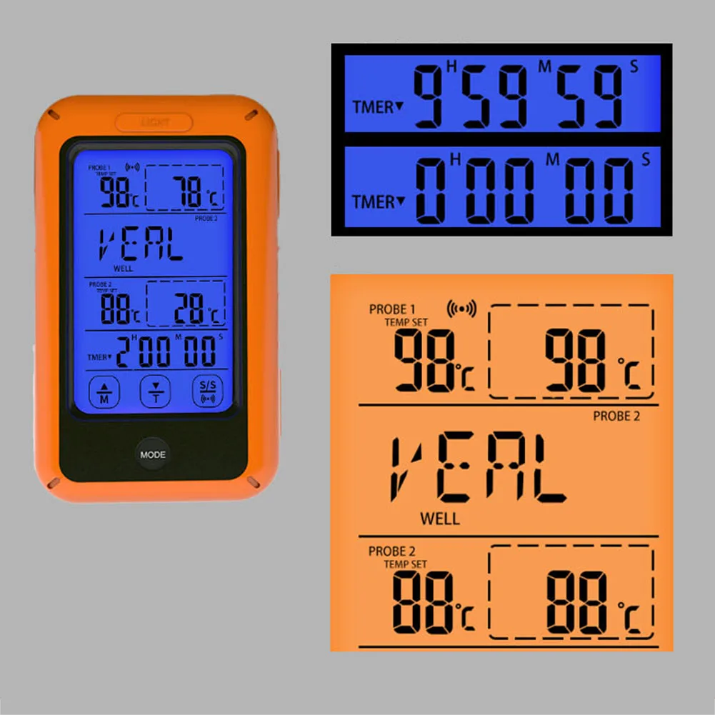 TS-TP20, Кухонный Термометр, беспроводной сенсорный экран, Bluetooth, термометр для приготовления барбекю, двухканальный цифровой дисплей, с подсветкой, Functio