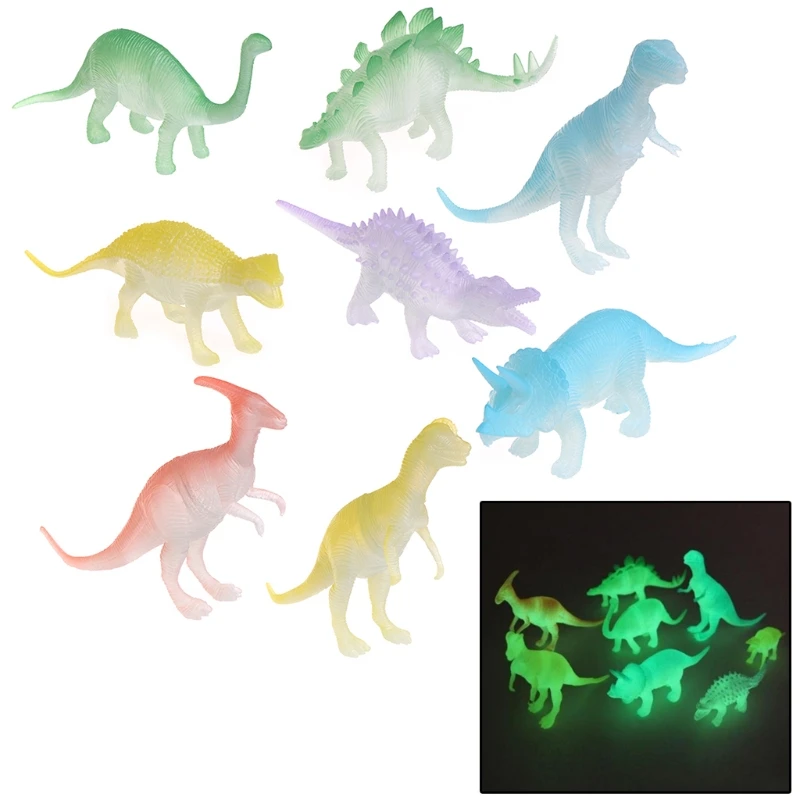 

8 pcs Glow In The Dark Noctilucent Dinosaur Figure Toy Gift For Children Kids
