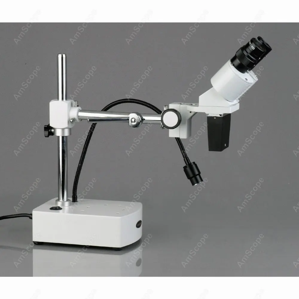 Бинокулярный стерео микроскоп AmScope 10X бинокулярный на стреле подставка + LED