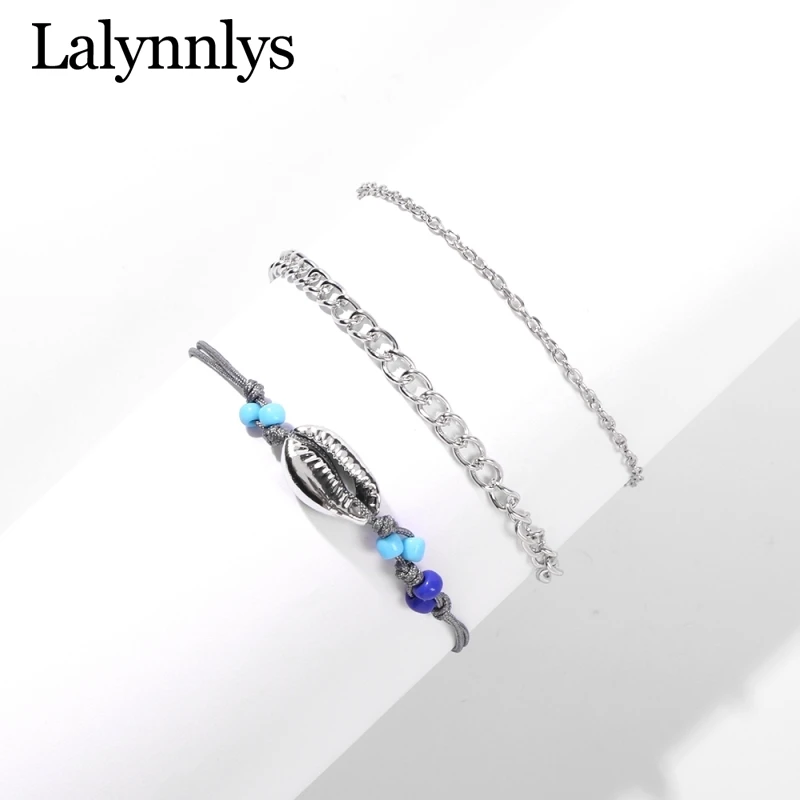 

Lalynnlys Handmade Rope Shell Bracelet Brand For Women Girls Boho Silver Link Chain Bracelet Party Beach Bangles Jewelry B09581