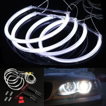 

4x White CCFL Angel Eye Halo LED Ring Light Non-Projector For BMW E46 3 Series Hot