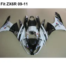 Motorcycle fairing kit for Kawasaki Ninja white black 636 ZX6R 09 10 11 fairings ZX-6R 2009 2010 2011 VI09